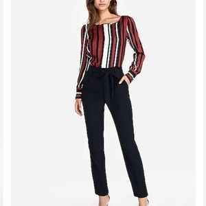 Black, high waste pants, sash tie in front